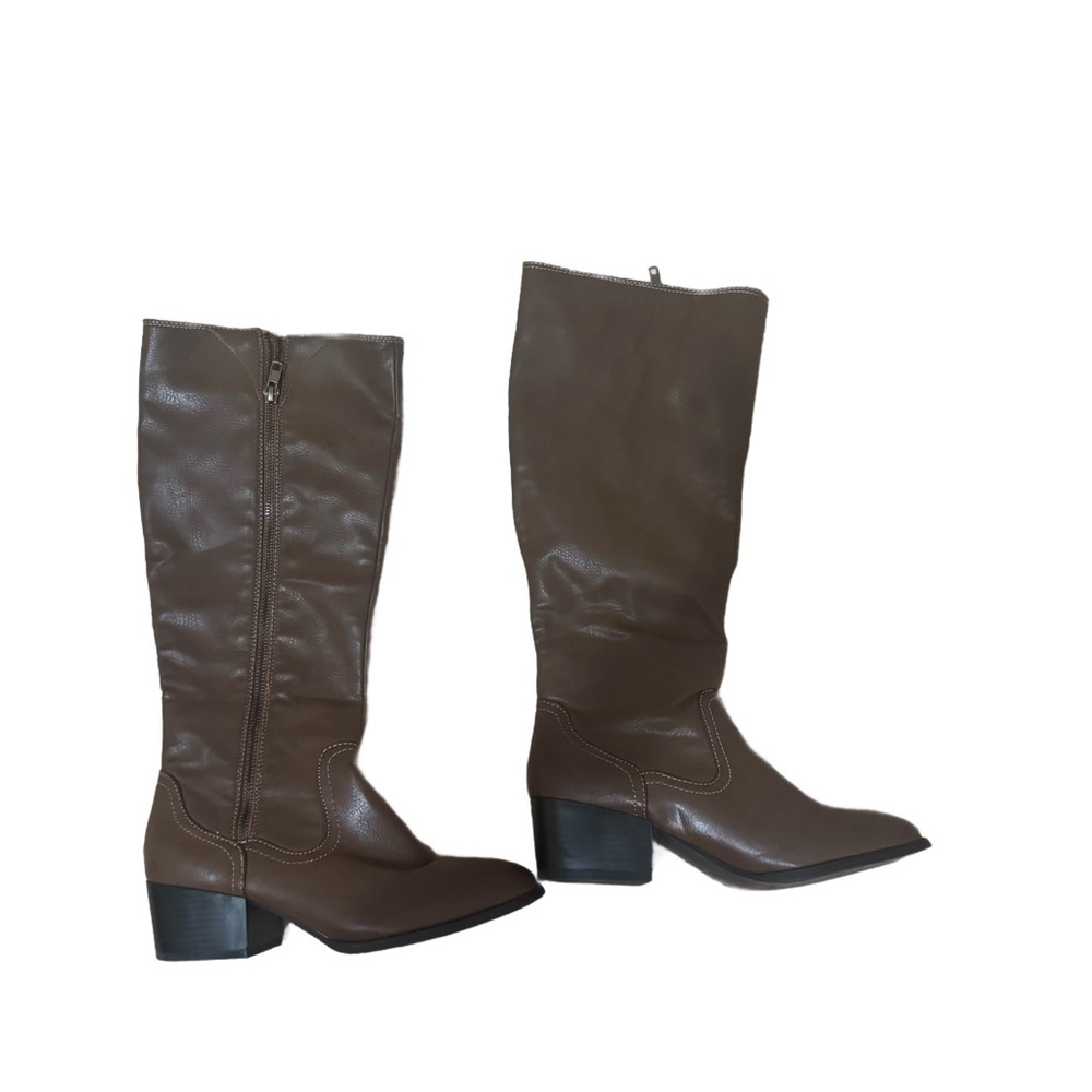 Brown Sleek Knee-High Warm Boots Size 8 - Picture 2 of 4
